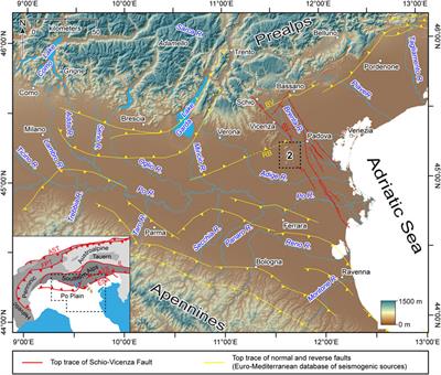 Paleo-Seismicity in the Euganean Hills Province (Northeast Italy): Constraints From Geomechanical and Geophysical Tests in the Schio-Vicenza Fault Area